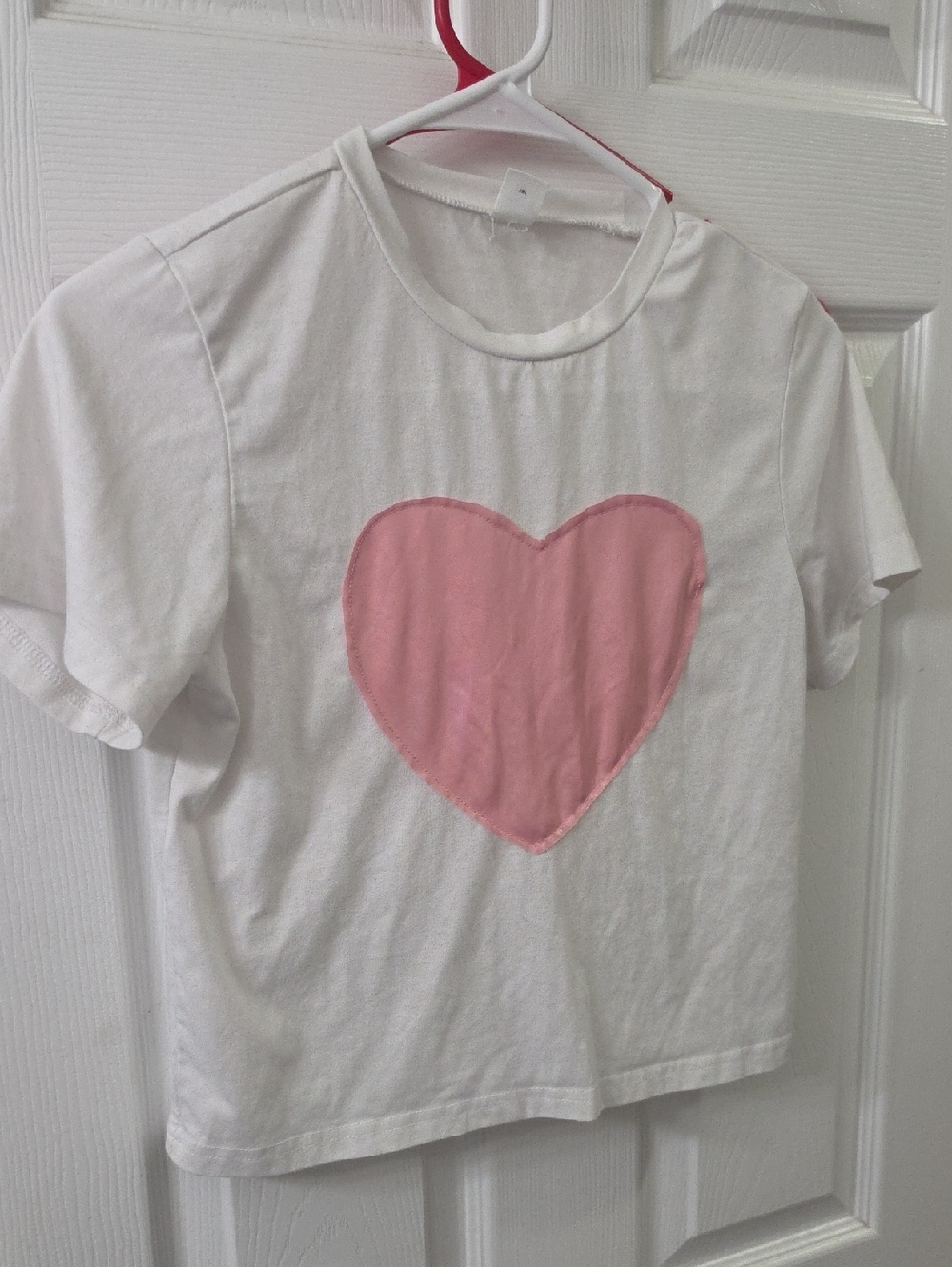 Girls White Tee with Pink Heart Graphic